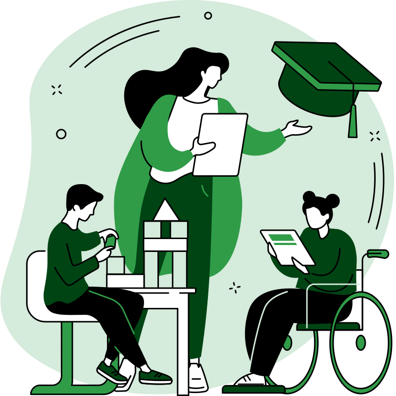 education illustration of teacher with special needs