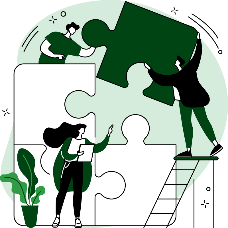 professions illustration putting puzzle pieces together